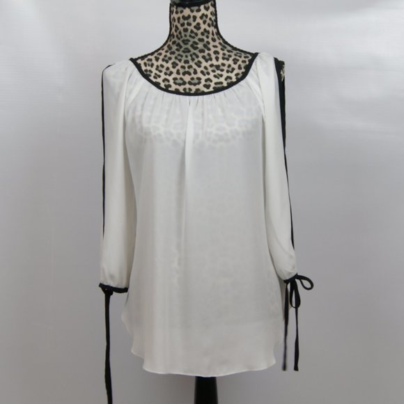 Spense Black White Blouse sz M - Picture 2 of 13